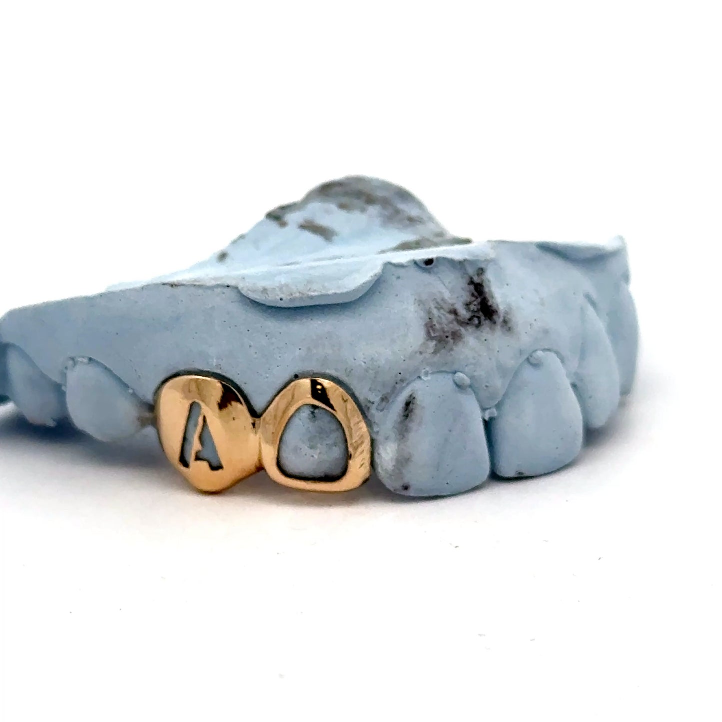 Custom 2 Teeth - Custom Open Face Letter + Open Face Window Grillz