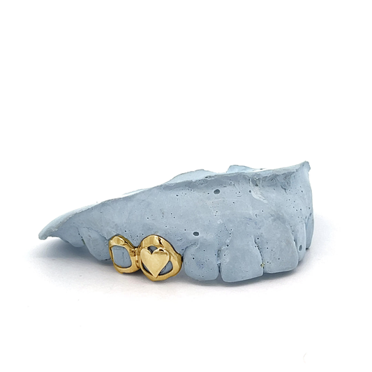 Custom 2 Teeth - Open Face Window + 3D Heart Grillz