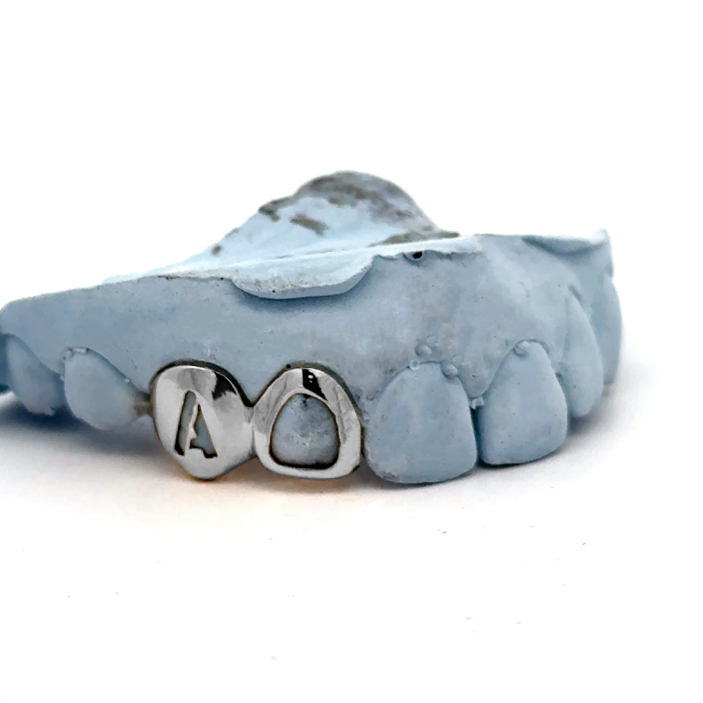 Custom 2 Teeth - Custom Open Face Letter + Open Face Window Grillz