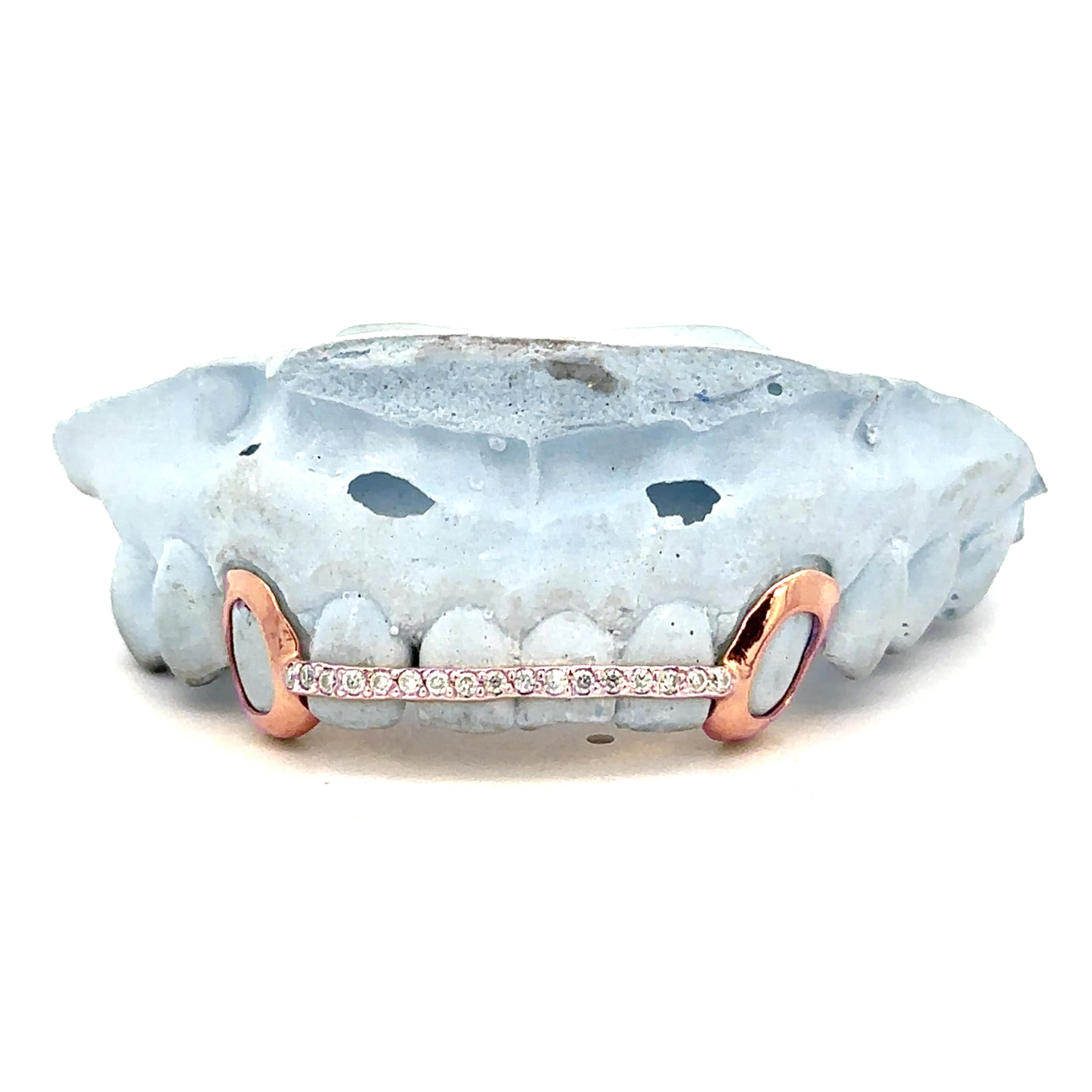 Custom Open Fangs + Gem Center Bar Grillz