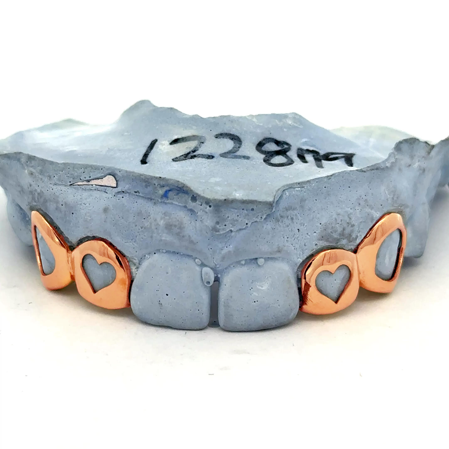 Custom 4 Teeth - 2 Open Heart Face & 2 Open Face Window Grillz