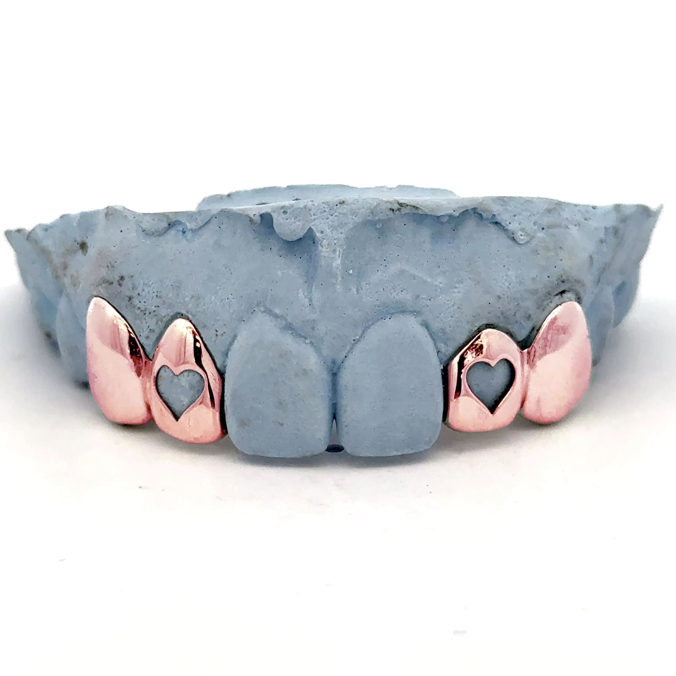 Custom 4 Teeth - 2 Open Heart Face & 2 Solid Grillz – Jewelry Dog