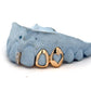 Custom 3 Teeth - Open Face Heart + Open Face Window + Center Gem Gap Tooth Grillz