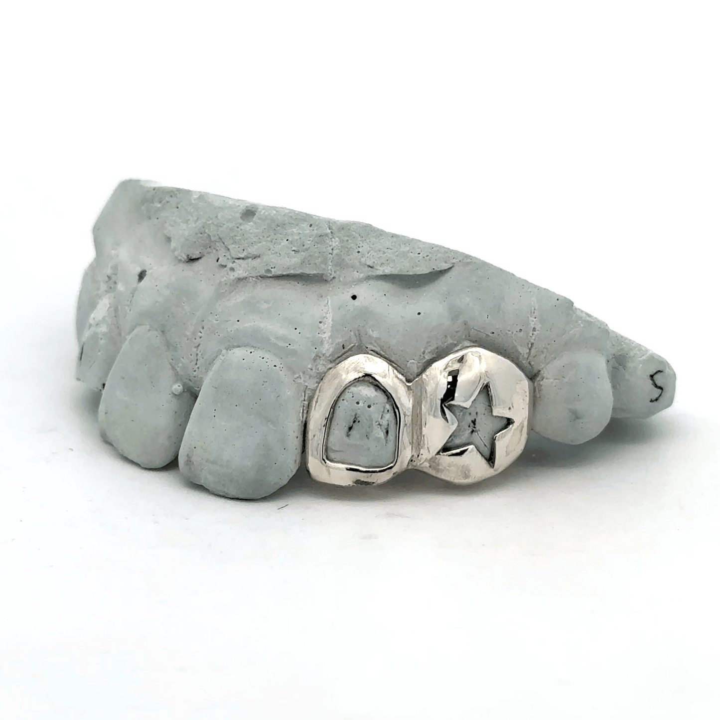 Custom 2 Teeth - Open Star Face + Open Face Window Grillz