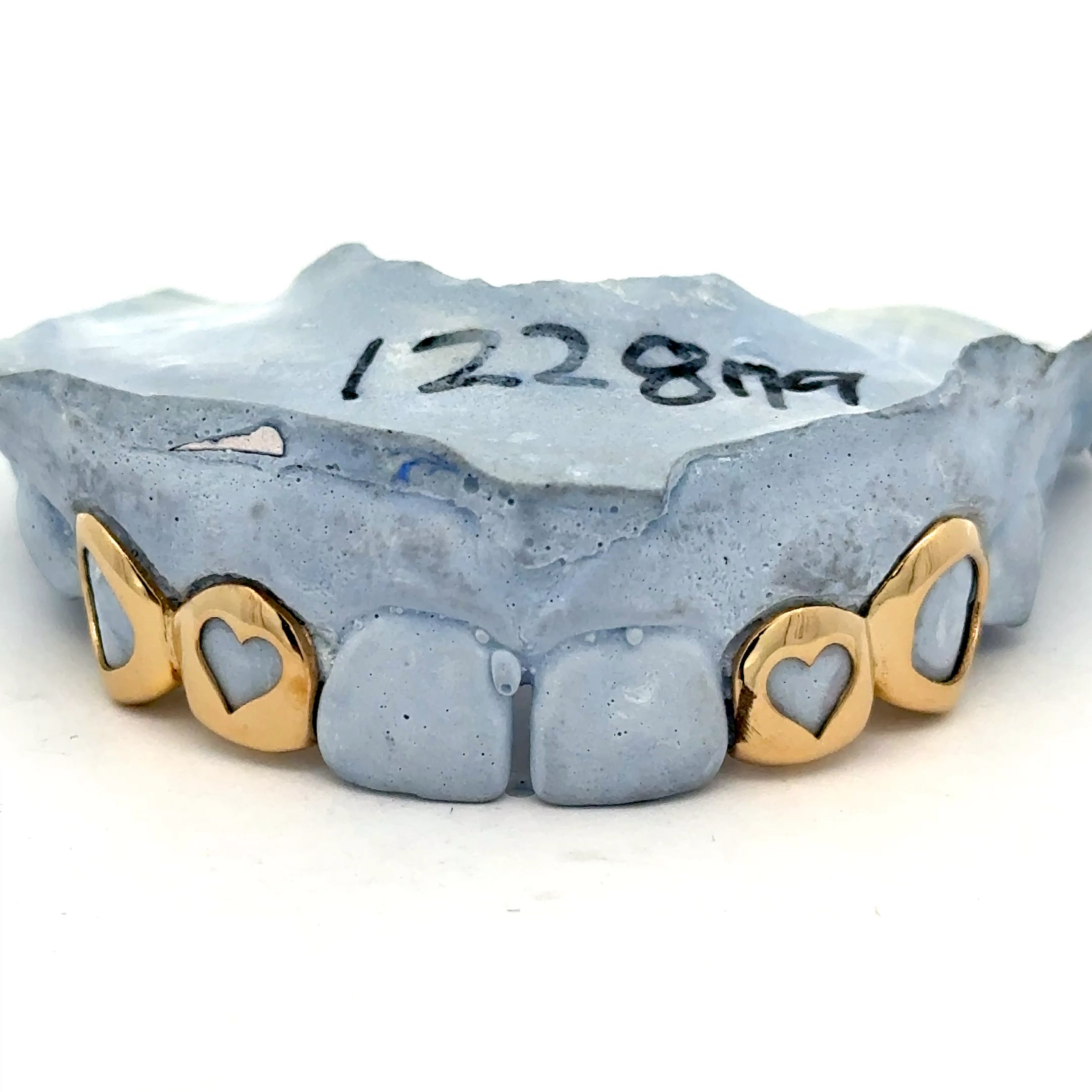 Custom 4 Teeth - 2 Open Heart Face & 2 Open Face Window Grillz ...