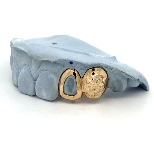 Custom 2 Teeth - Open Face Window + Diamond Cut Grillz