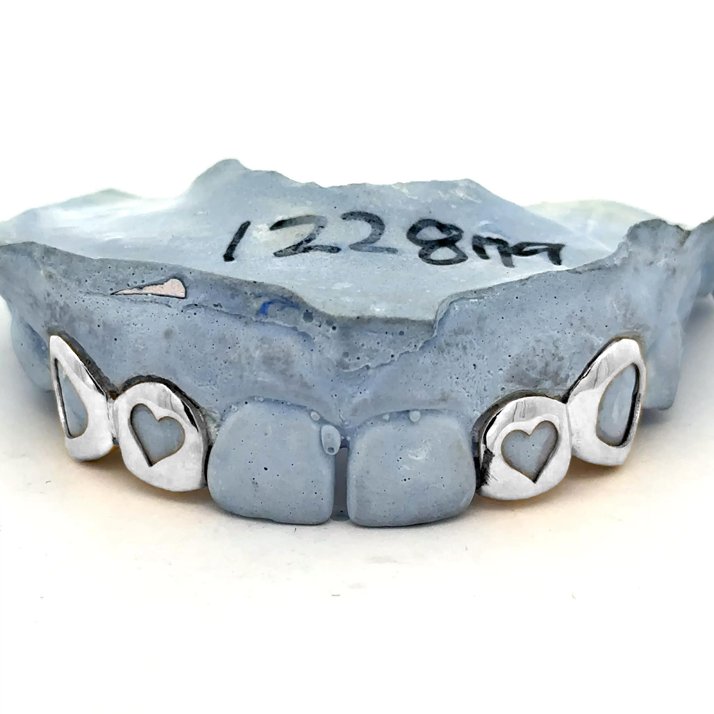 Custom 4 Teeth - 2 Open Heart Face & 2 Open Face Window Grillz