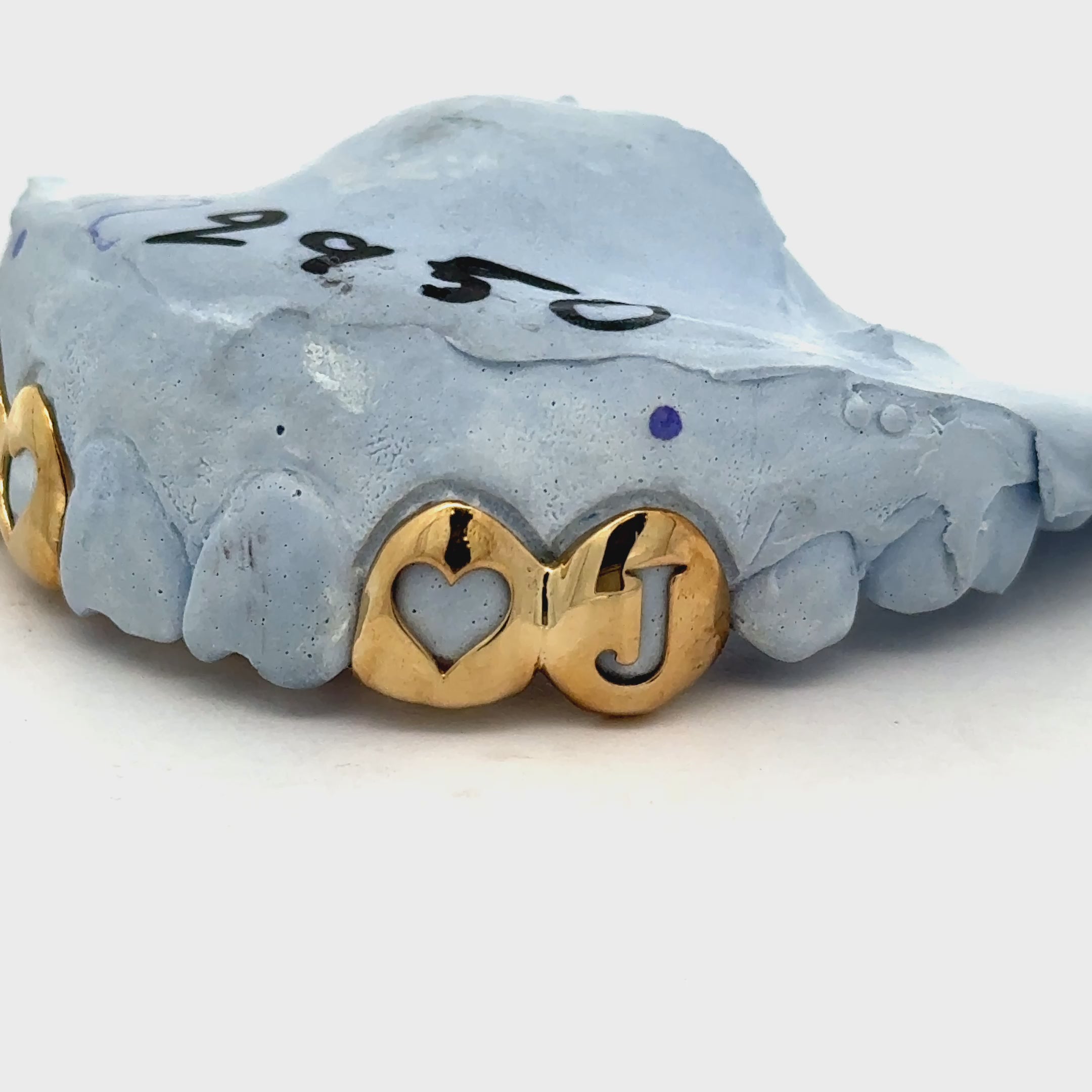 Custom 2 Teeth - Open Face Heart + Open Letter Grillz – Jewelry