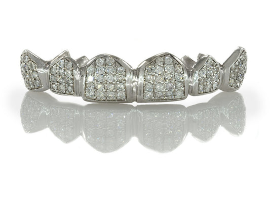 Straight Hand Set Diamond White Gold Grillz [HS 004]