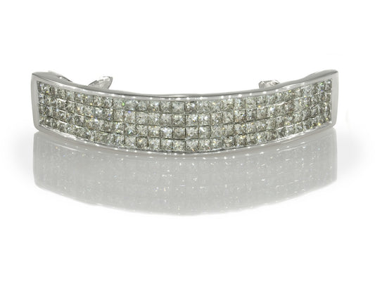 Invisible Princess Cut Block Set Diamond Gold Grillz