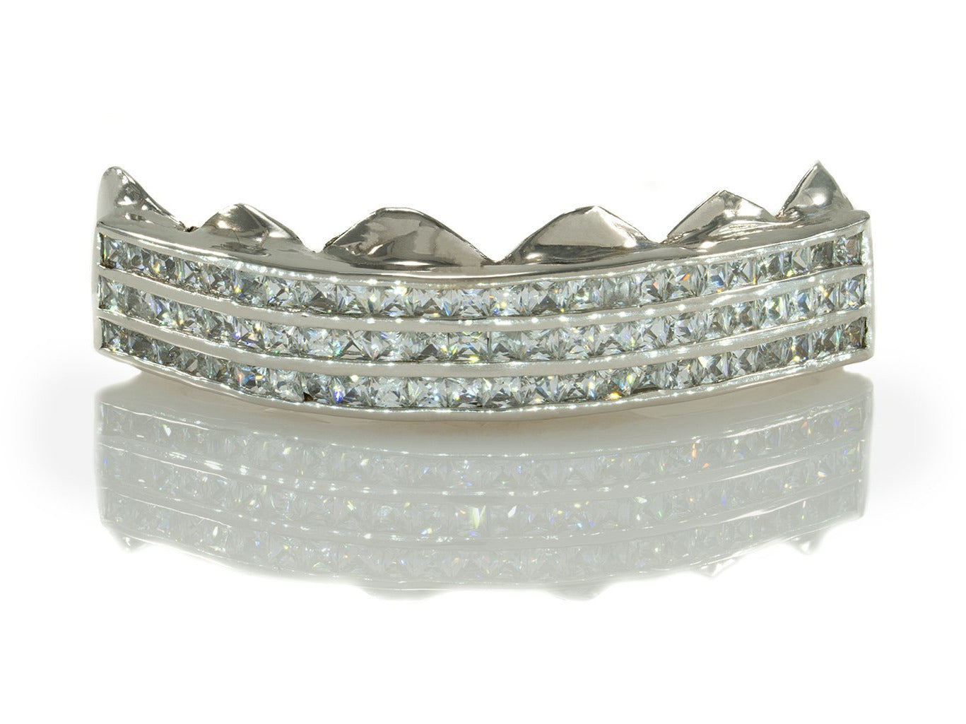 Princess Cut Channel Set Diamond Gold Grillz
