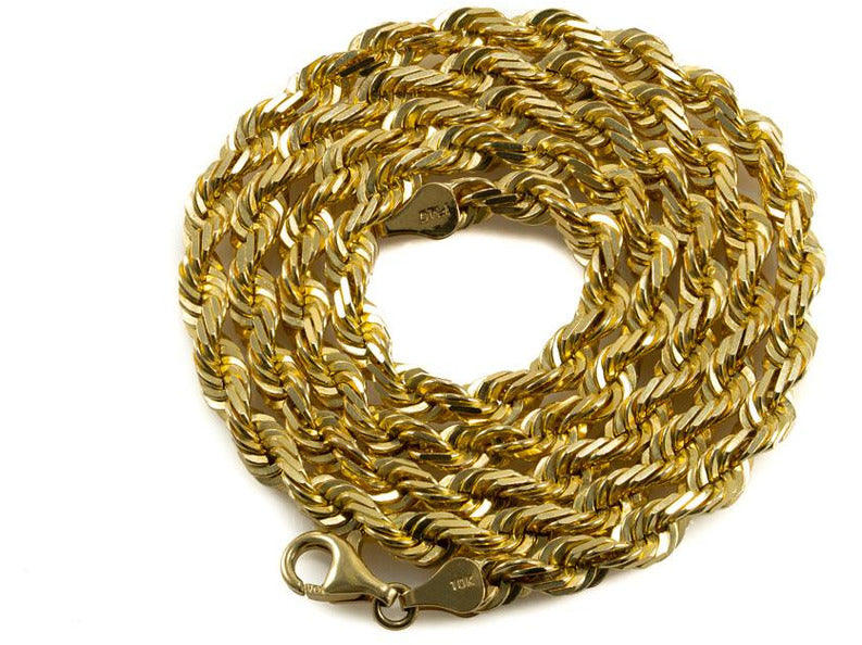 Pure 24K Yellow Gold Solid Rope Mens Chain Necklace Mm, 41% OFF